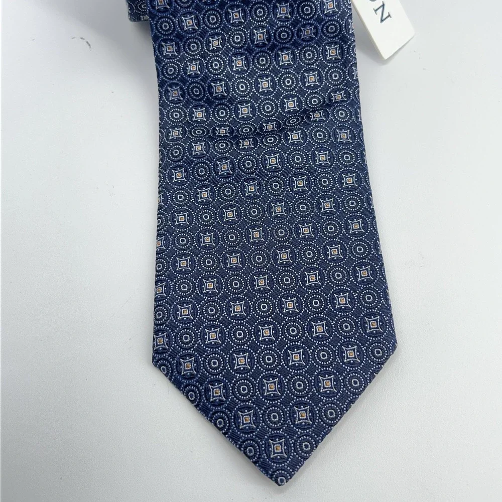 Eton‎ Silk Tie Mens Blue Geometric Medallion Necktie Made In Italy Luxury NWT